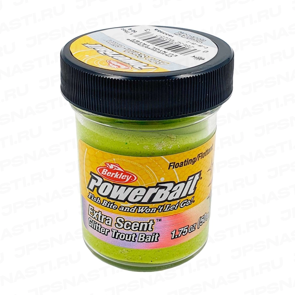 Паста форелевая Berkley PowerBait Natural Glitter Trout Bait (1633588), шартрез с блестками, сыр