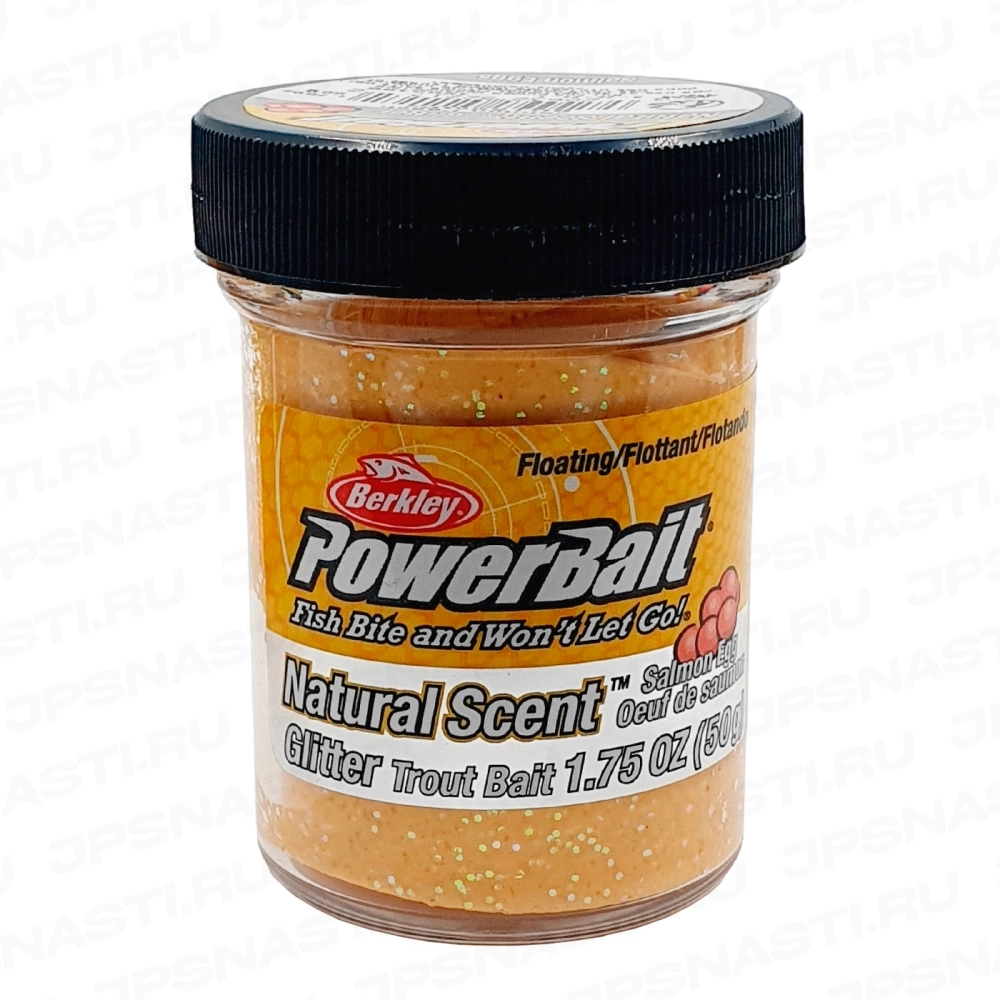 Паста форелевая Berkley PowerBait Natural Glitter Trout Bait, светло-бежевая с блестками, икра