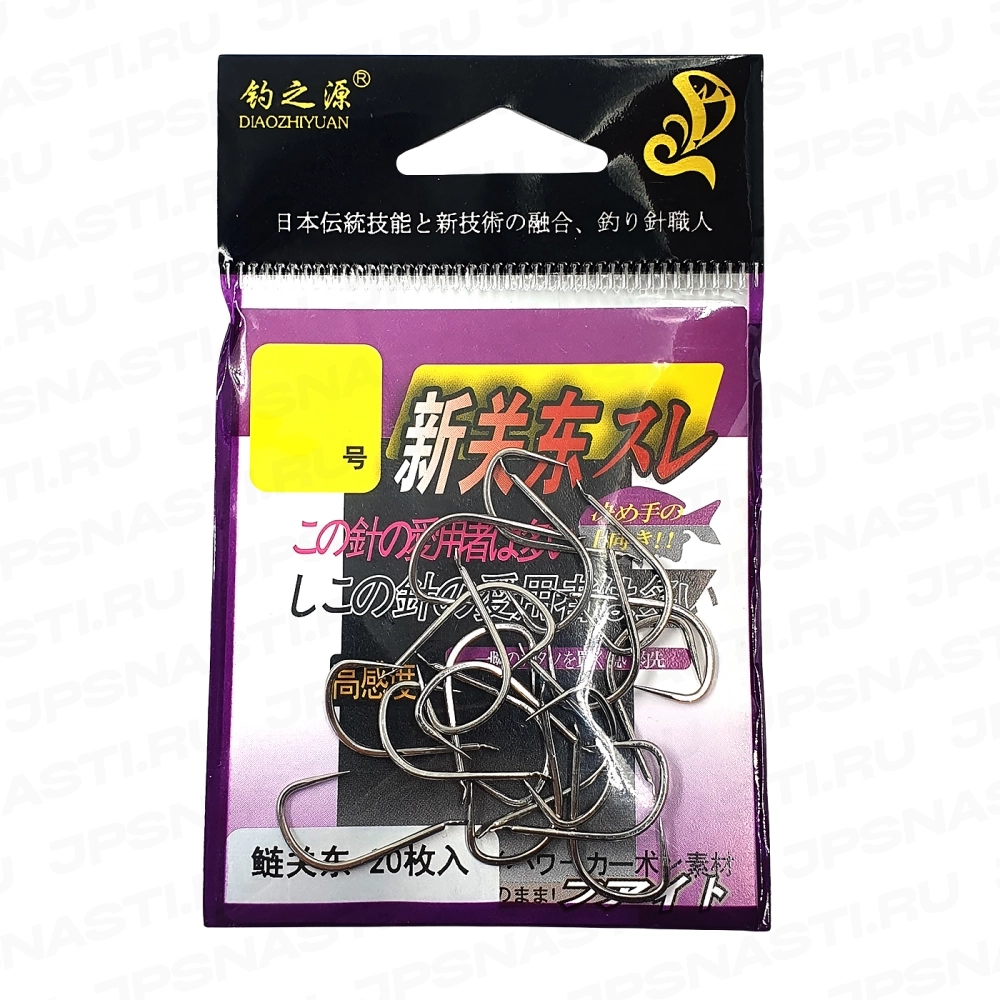 Крючки одинарные DZY (толстолобик Guandong) без бородки, #6, 20 шт.