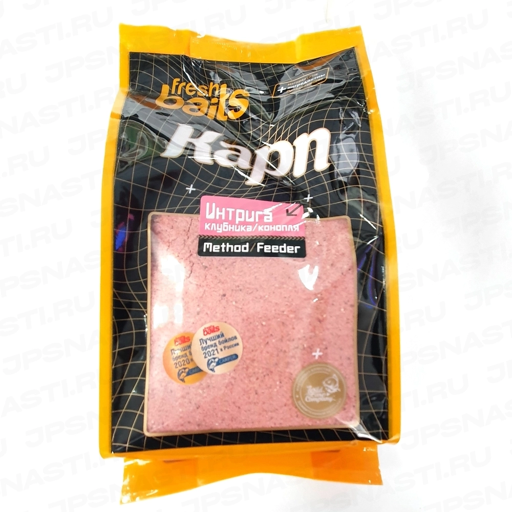 Прикормка Fresh Baits Карп, Method / Feeder, Интрига (клубника / конопля), 1 кг