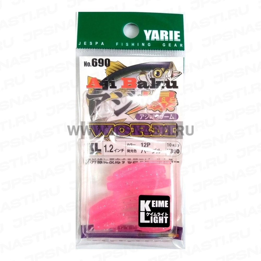 Силиконовая приманка Yarie №690 Aji Baku Worm 1.2", 12P