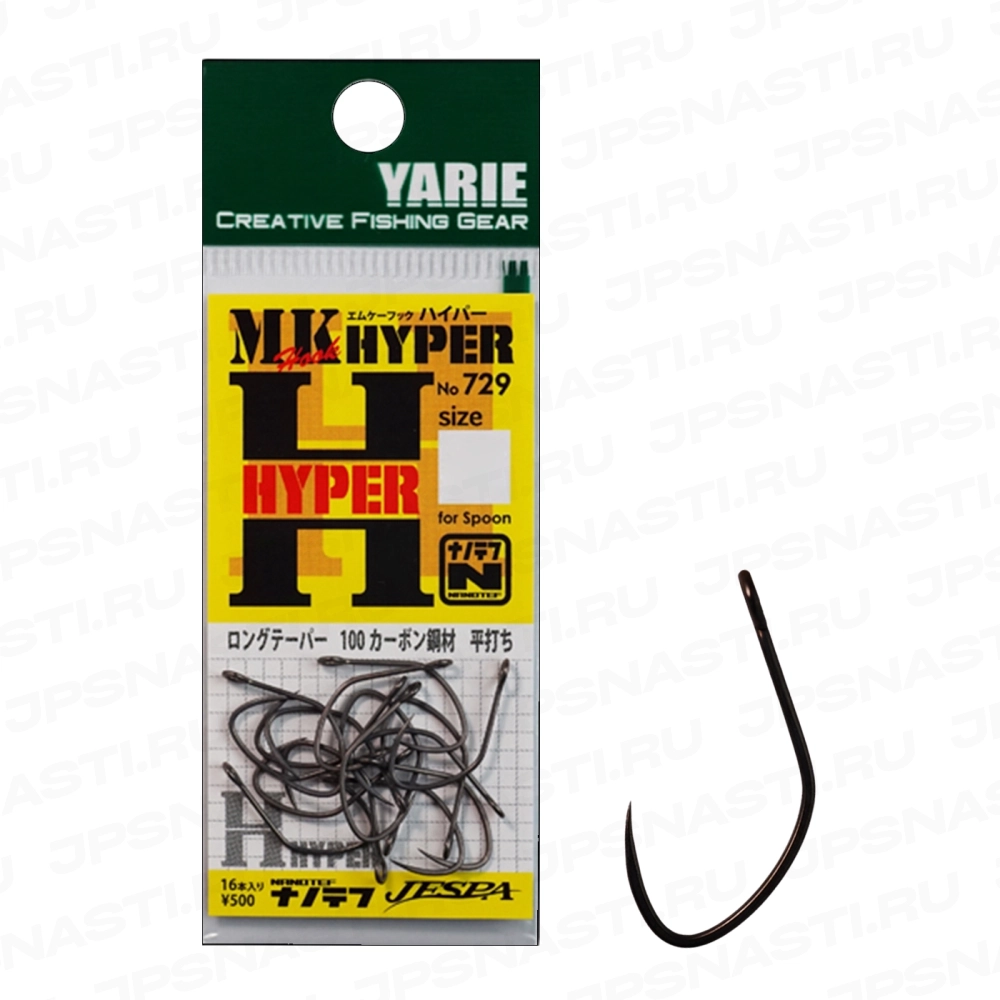 Крючки одинарные Yarie №729 MK Hook Hyper, #4, Middle Pack