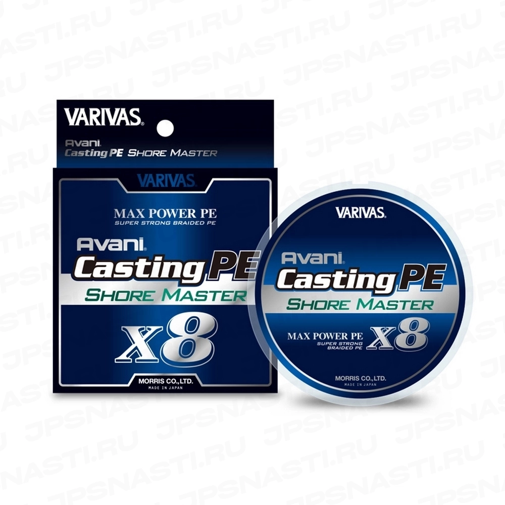 Плетеный шнур Varivas Avani Casting PE Max Power x8 Shore Master, #1.2, 200 м, белый