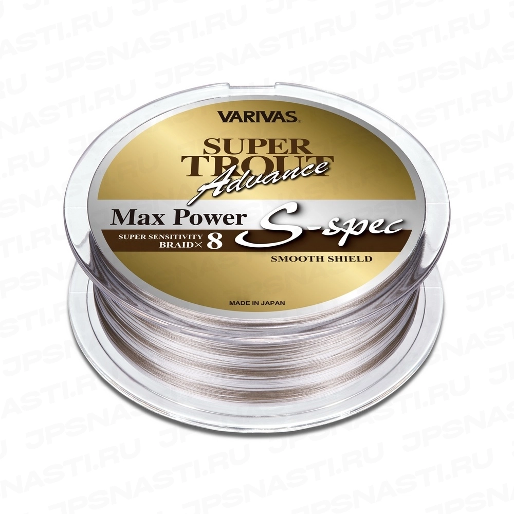 Плетеный шнур Varivas Super Trout Advance Max Power PE х8 S-spec, #1, 200 м, золотисто-белый