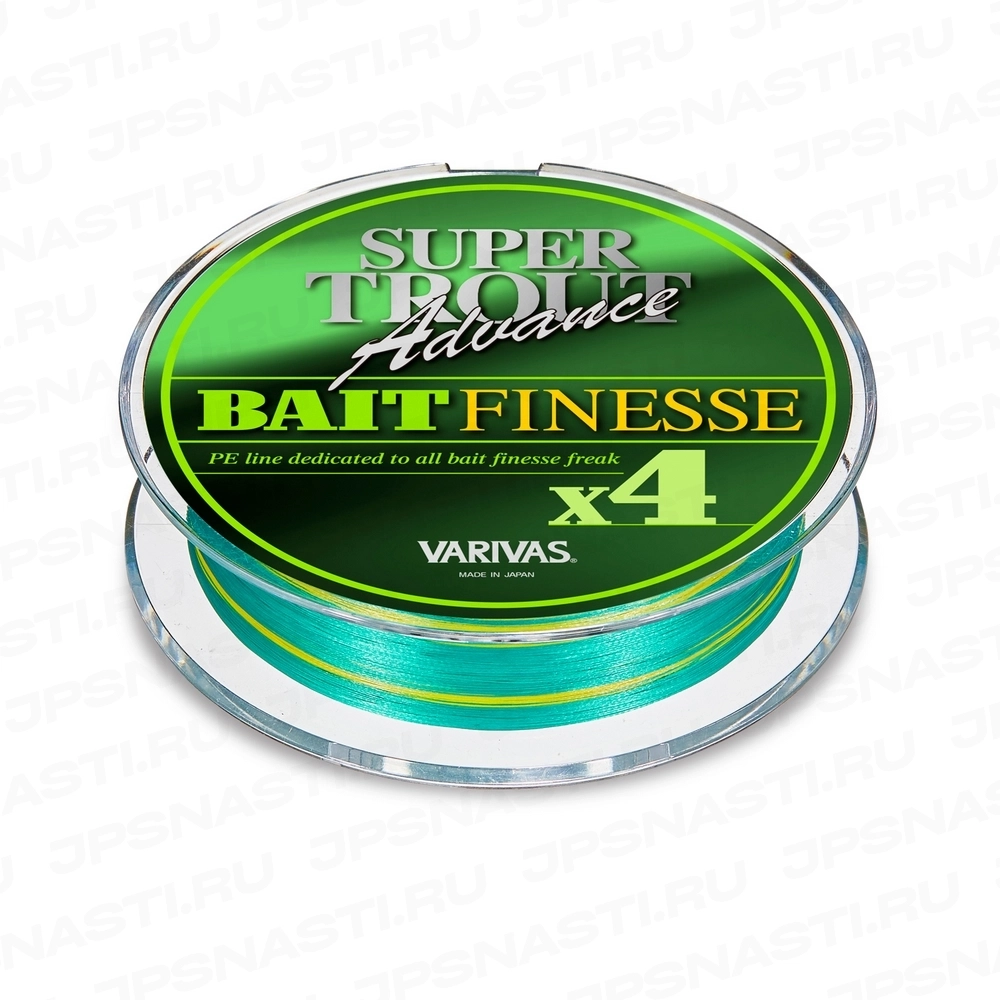 Плетеный шнур Varivas Super Trout Advance Bait Finesse PE х4, #0.6, 100 м, бирюзовый с маркерами