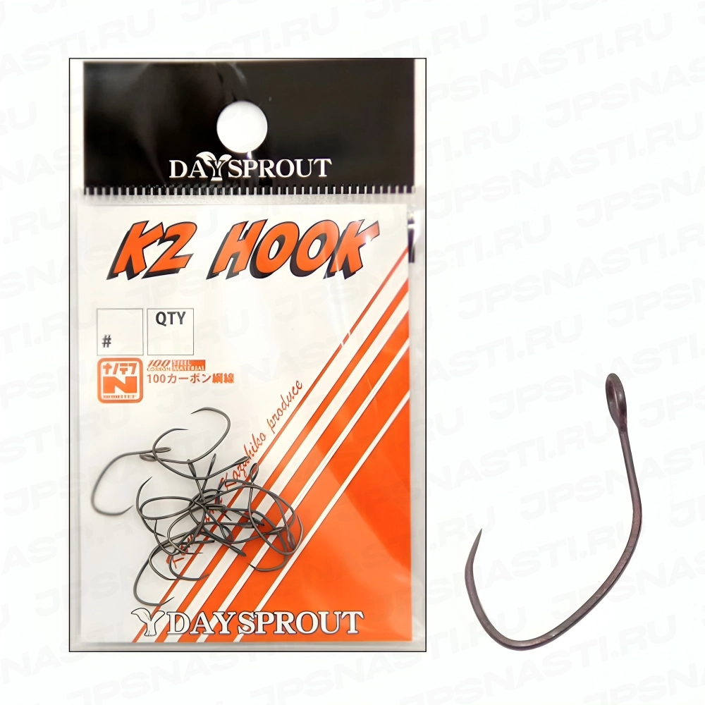 Крючки одинарные Daysprout K2 Hook, Nanotef Coat, #8, 15 pcs