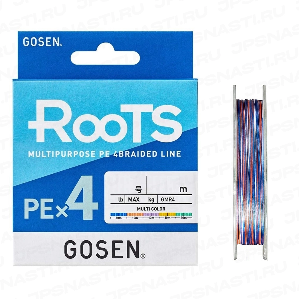 Плетеный шнур Gosen RooTS PE x4, #1.5, 150 м, многоцветный