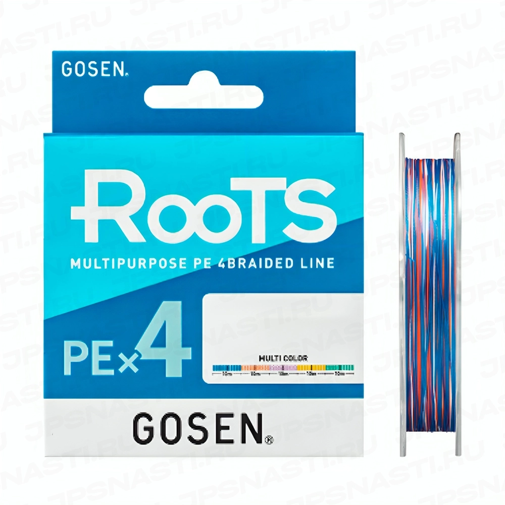 Плетеный шнур Gosen RooTS PE x4, #1.2, 200 м, многоцветный