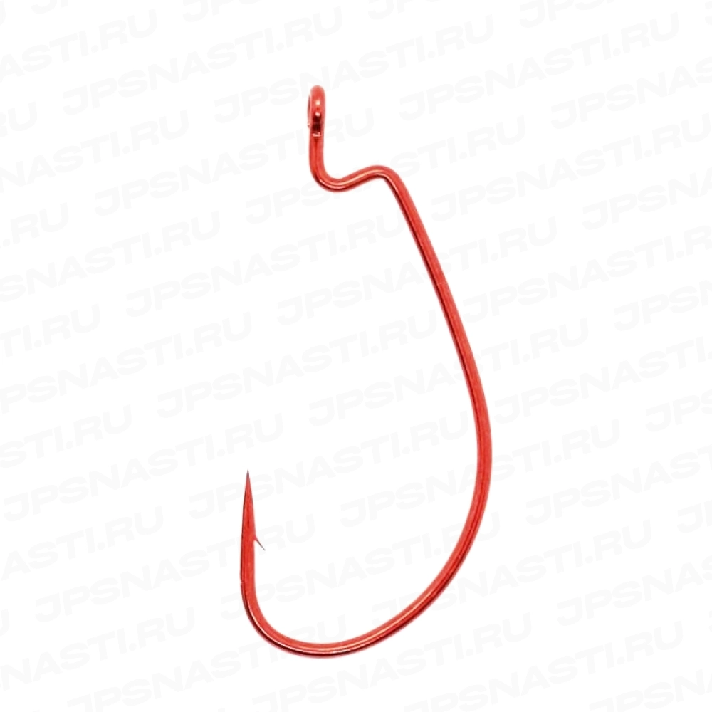 Крючки офсетные Vanfook Worm 55R, Red, #6/0