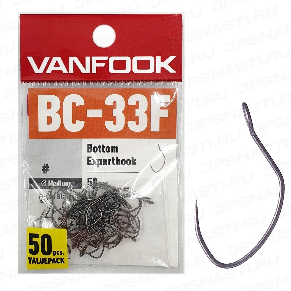 Крючки одинарные Vanfook BC-33F, Fusso Black, #9, 50 шт