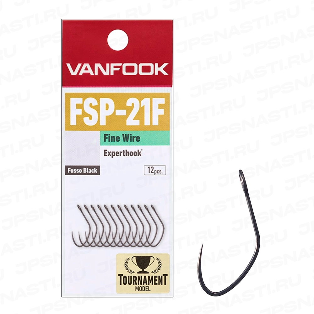 Крючки одинарные Vanfook FSP-21F, Fusso Black, #6, 30 pcs