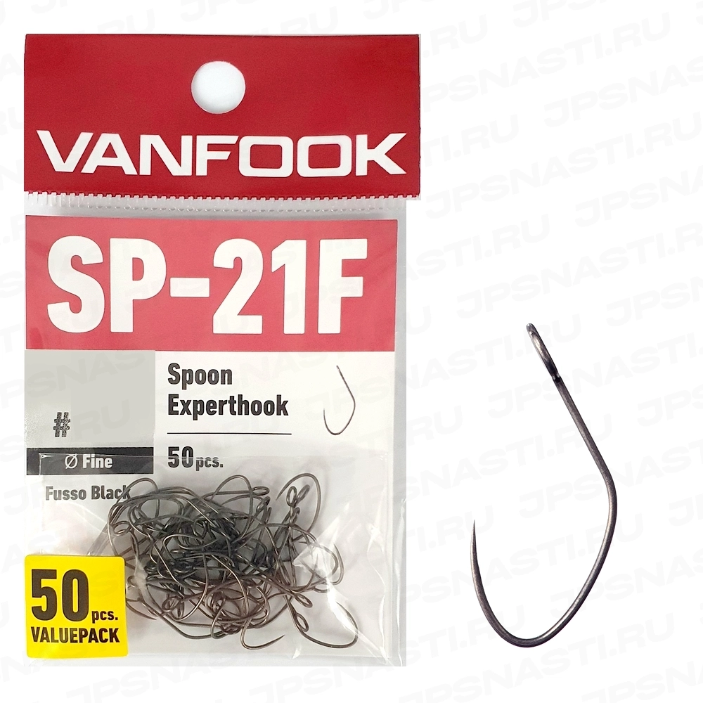 Крючки одинарные Vanfook SP-21F, Fusso Black, #6, 100 шт.