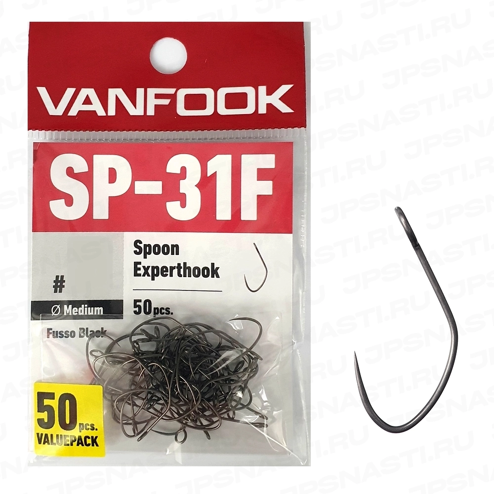 Крючки одинарные Vanfook SP-31F, Fusso Black, #8, 100 шт.