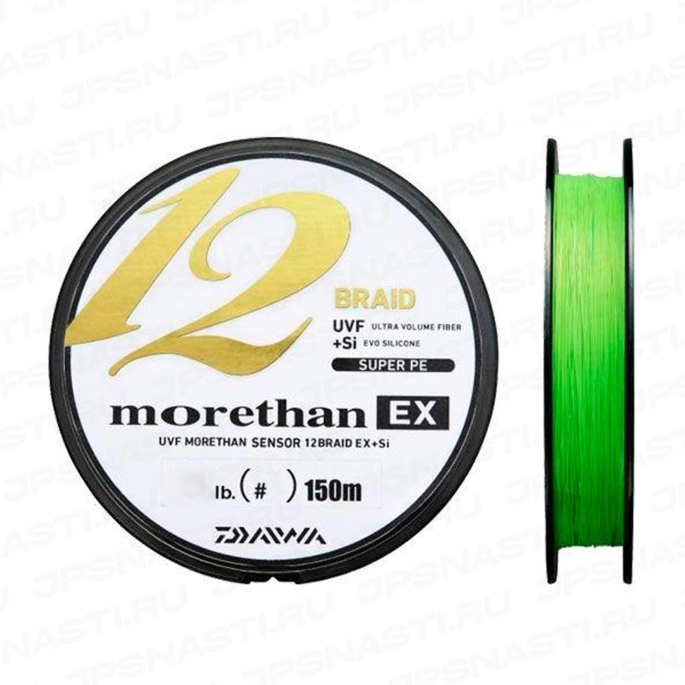 Плетеный шнур Daiwa UFV Morethan Sensor x12 EX+Si, #1.5, 150 м, lime green