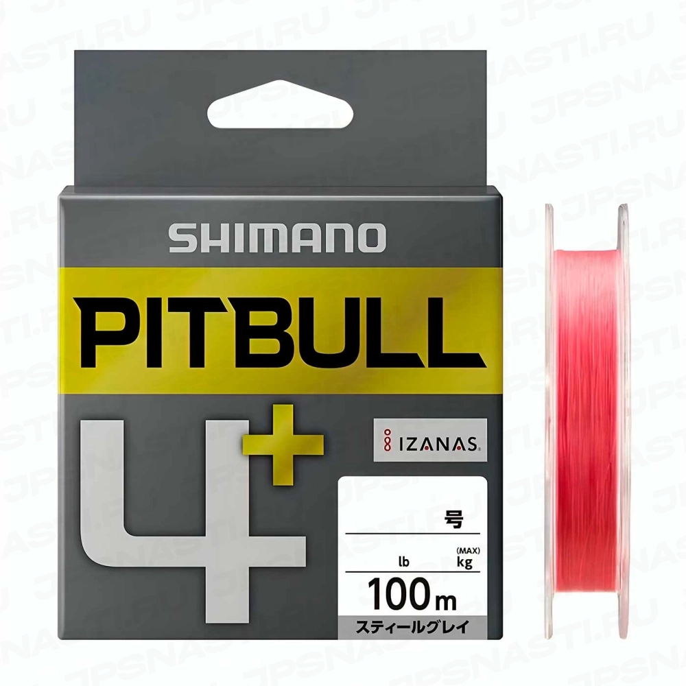 Плетеный шнур Shimano Pitbull 4+, #0.15, 4.5 lb, 100 м, Traceable Pink