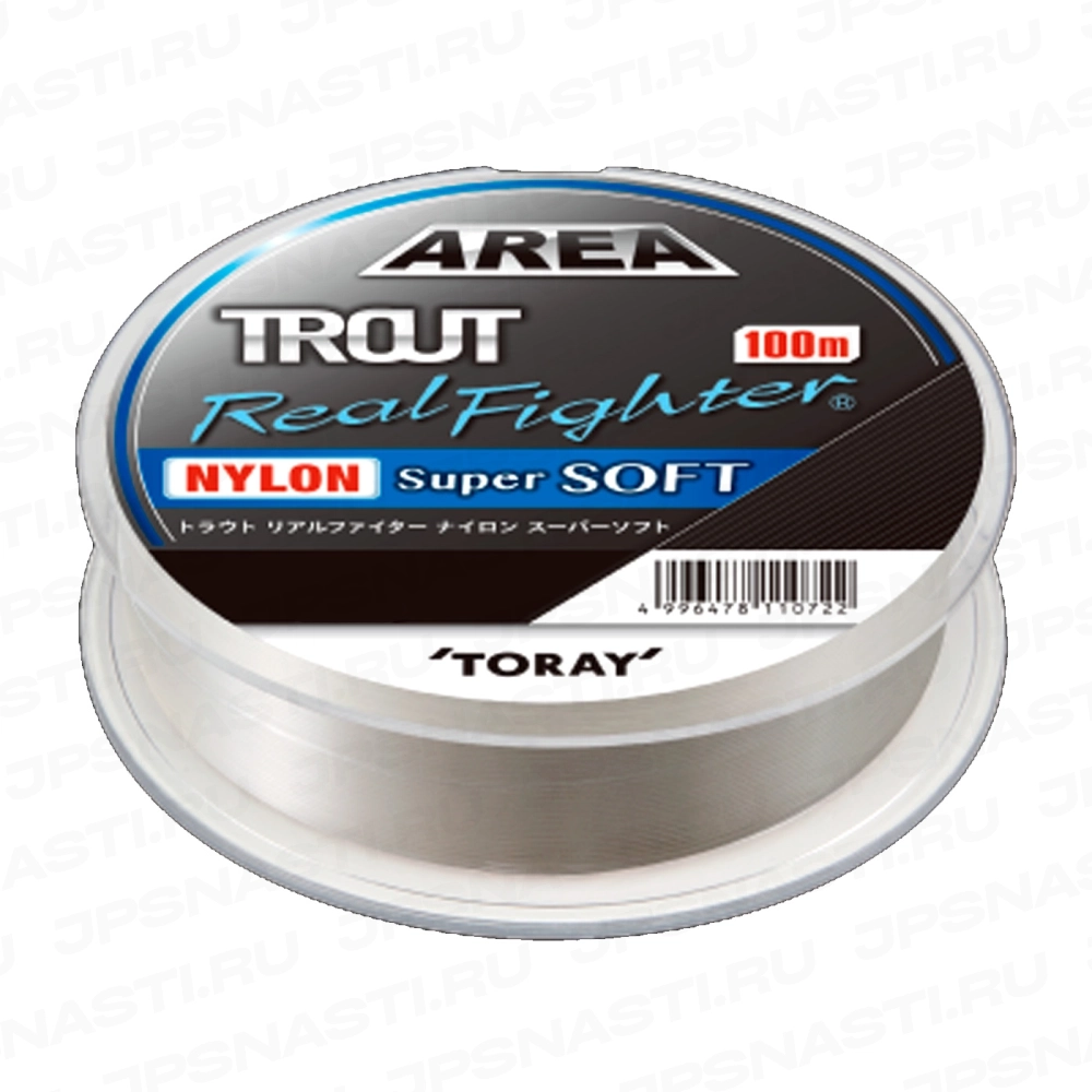Монофильная леска Toray Trout Real Fighter Nylon Super Soft, #0.8, 4 lb, 100 м, прозрачный