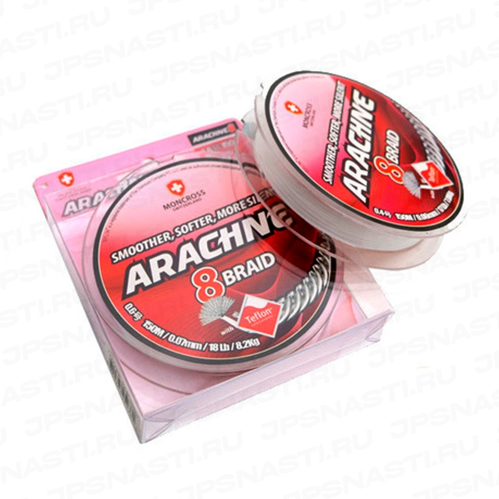 Плетеный шнур Moncross Arachne х8, #1.0, 150 м, розово-белый