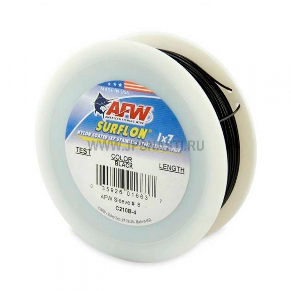 Поводковый материал AFW Surflon Nylon Coated 1x7 Stainless Leader, 5 кг, 30.5 м, bright, C010T-1