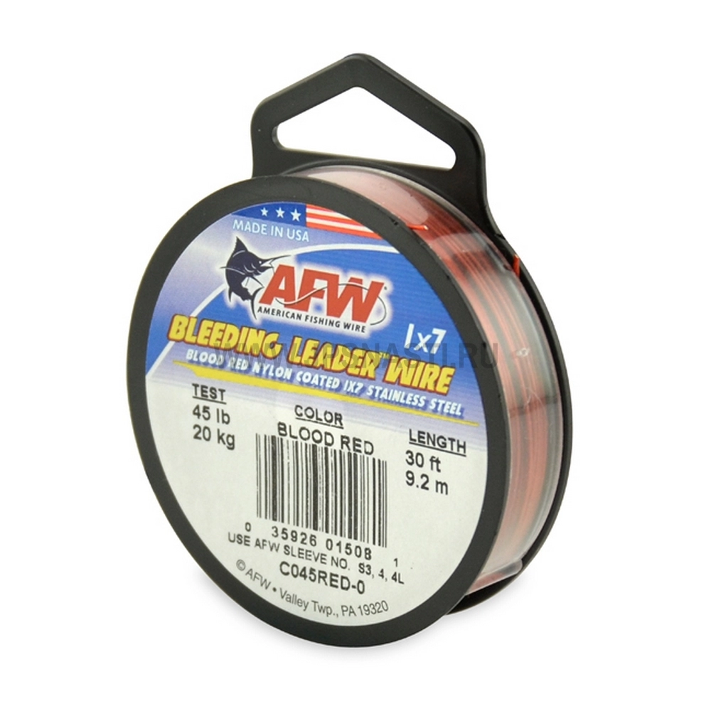 Поводковый материал AFW Bleeding Leader Wire 1x7 SL, 20 кг, 9.2 м, red, C045RED-0