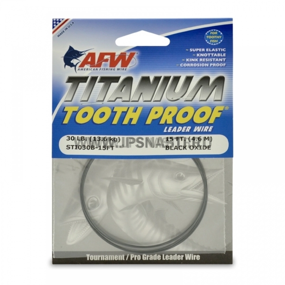 Поводковый материал AFW Titanium Tooth Proof Single Strand Leader Wire, 30 lb (14 kg) (4.6 m)