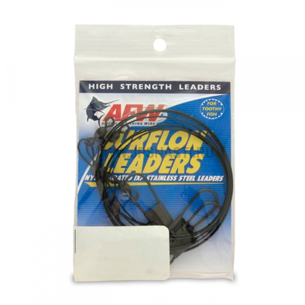 Поводки стальные AFW Surflon Leader Nylon Coated 1x7 Stainless Steel Wire, black, 15 см, 13.6 кr