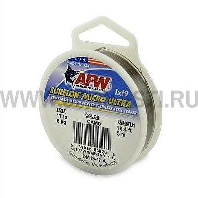 Поводковый материал AFW Surflon Micro Ultra, Nylon Coated 1x19 SL, 8 кг, camo, 5 м, DM19-17-A