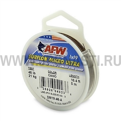 Поводковый материал AFW Surflon Micro Ultra, Nylon Coated 1x19 SL, 16 кг, 5 м, DM19-35-A
