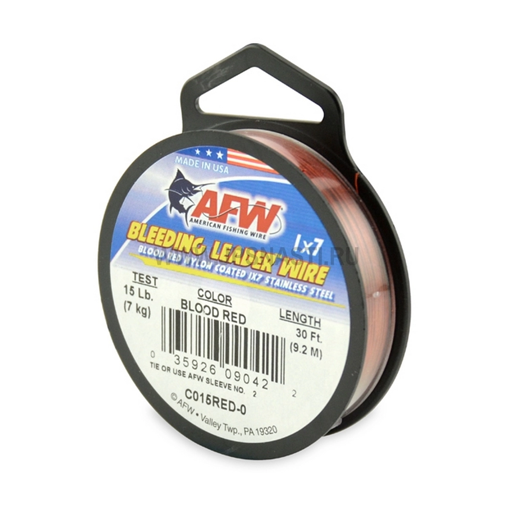 Поводковый материал AFW Bleeding Leader Wire 1x7 SL, 7 кг, 9.2 м, red, C015RED-0