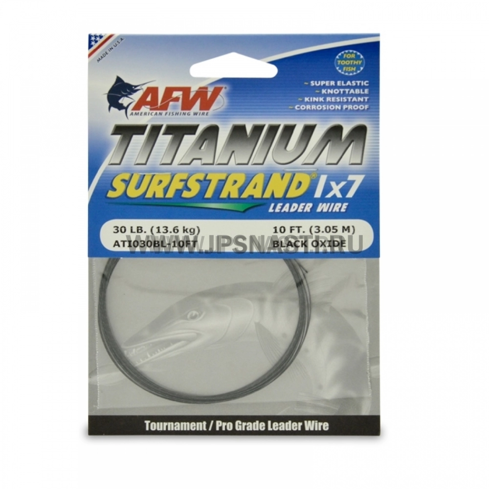 Поводковый материал AFW Titanium Surfstrand Bare 1x7 Leader Wire, 30 lb (14 kg) (3.1 m)