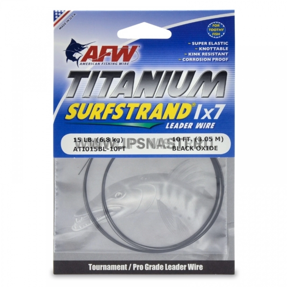 Поводковый материал AFW Titanium Surfstrand Bare 1x7 Leader Wire, 15 lb (7 kg) (3.1 m)