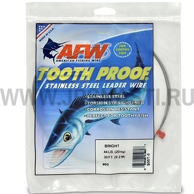 Поводковый материал AFW Tooth Proof Stainless Steel Single Strand Leader, #3, 30.5 м, brown, S03C-VP