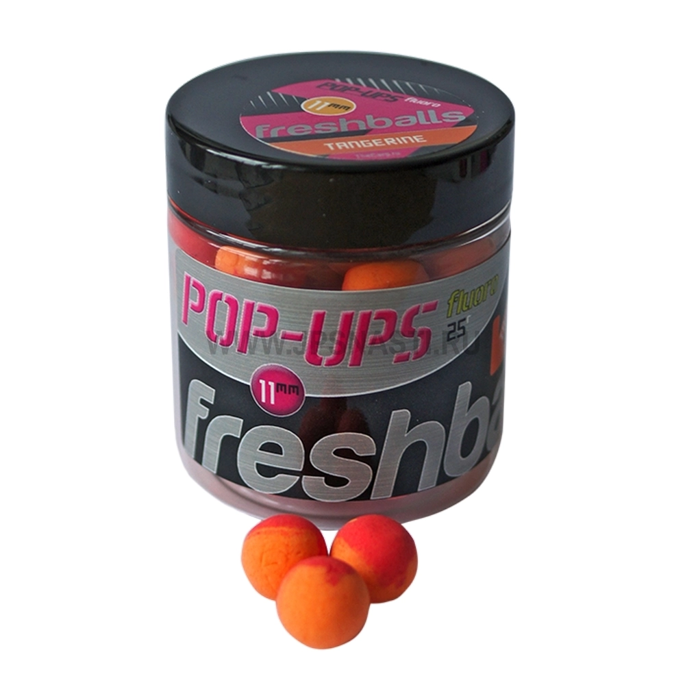 Бойлы Fresh Baits Pop-Ups плавающие Fluoro 11 мм, Tangerine (мандарин), Оранжево-красные