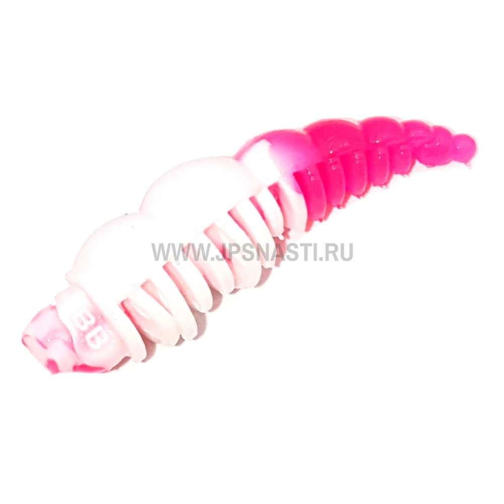 Силиконовые приманки Boroda Baits Larva Double Color, белый/ярко-розовый, сыр