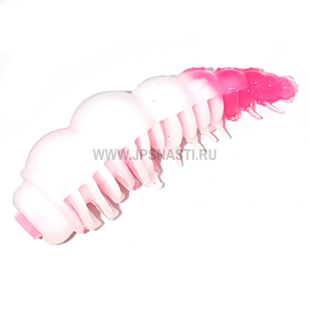 Силиконовые приманки Boroda Baits Larva XL Double Color, белый/ярко-розовый, сыр
