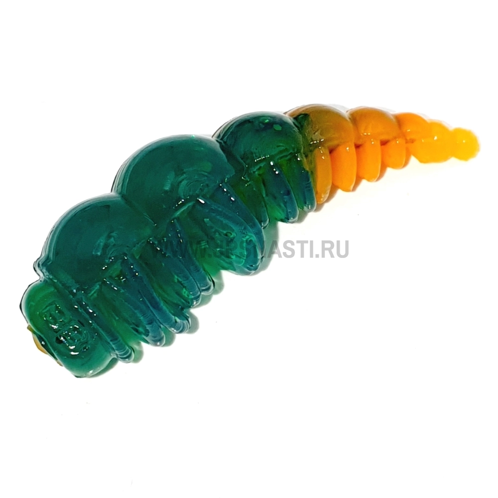 Силиконовые приманки Boroda Baits Larva XL Double Color, изумрудный/оранжевый, сыр