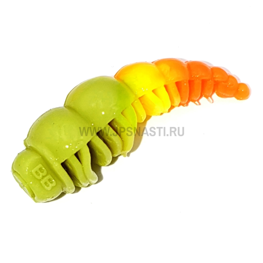 Силиконовые приманки Boroda Baits Larva XL Double Color, фисташка/лимон/оранжевый, сыр