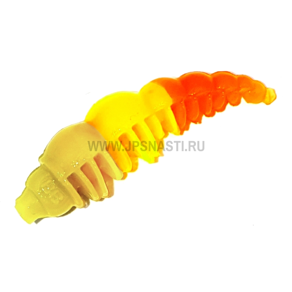 Силиконовые приманки Boroda Baits Larva Double Color, фисташка/лимон/оранжевый, сыр