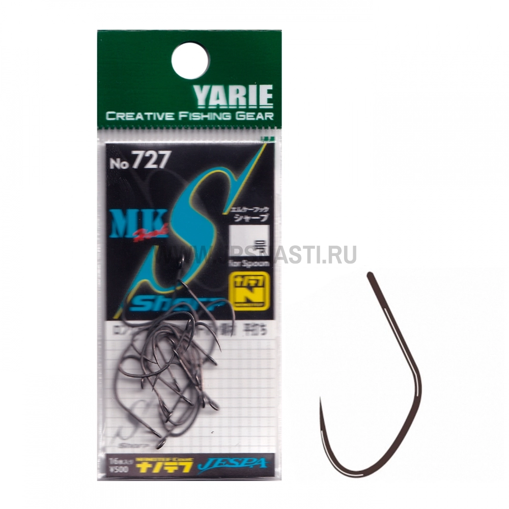 Крючки одинарные Yarie №727 MK Hook Sharp, #6 - описание, характеристики