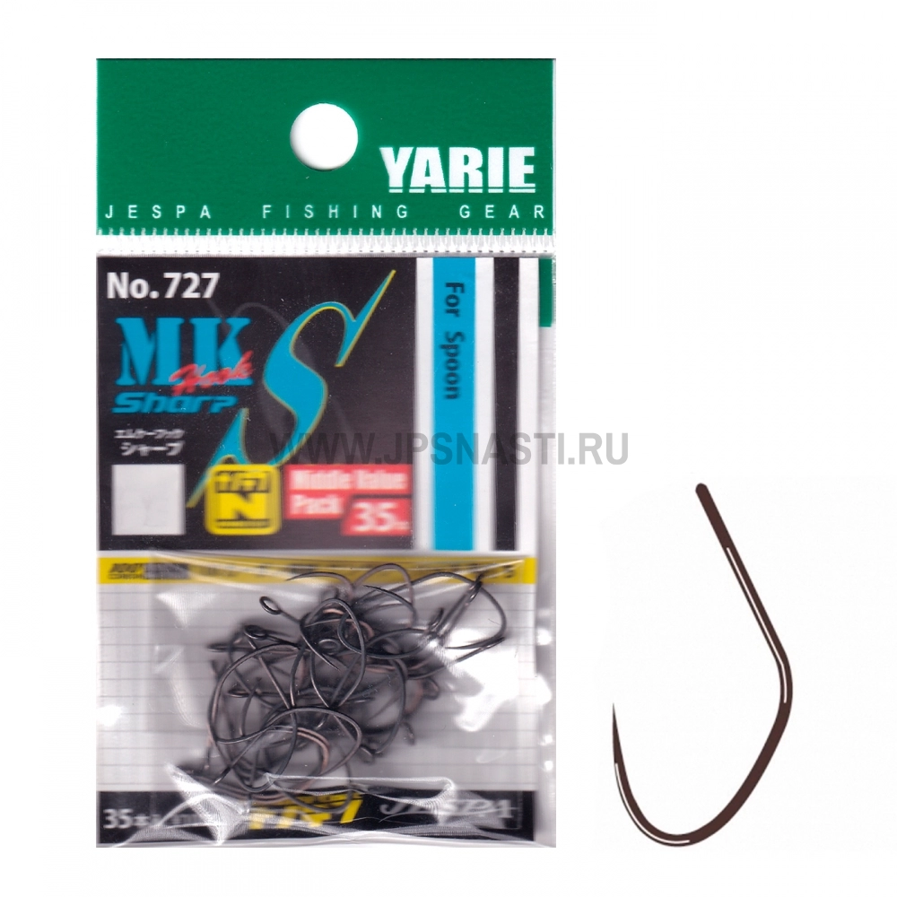 Крючки одинарные Yarie №727 MK Hook Sharp, Middle Pack, #8