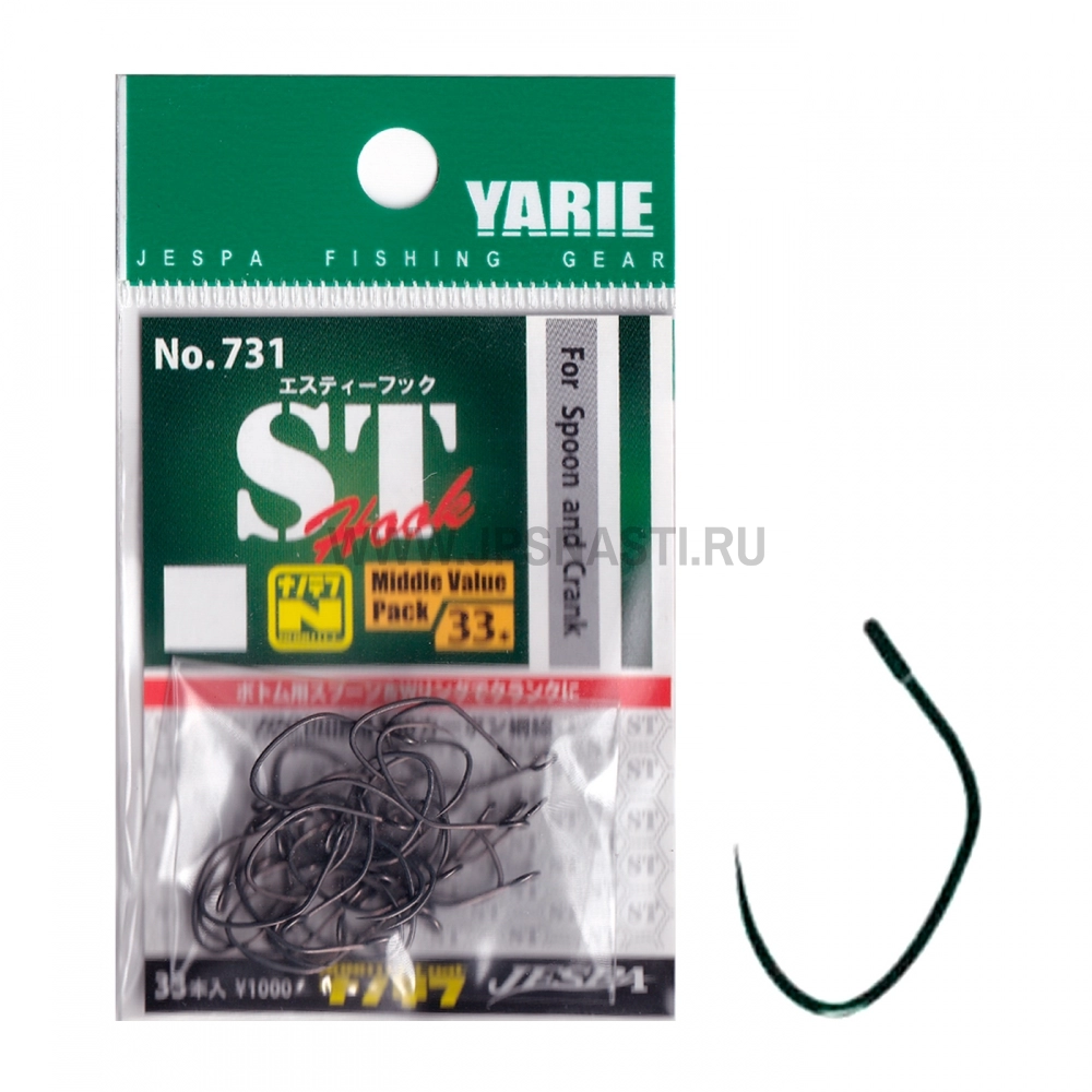 Крючки одинарные Yarie №731 ST Hook, Nanotef, Middle Pack, #10