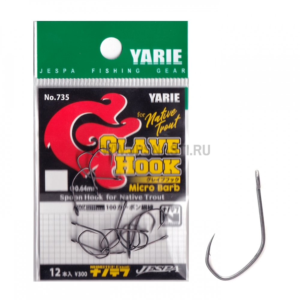 Крючки одинарные Yarie №735 Glave Hook, #4