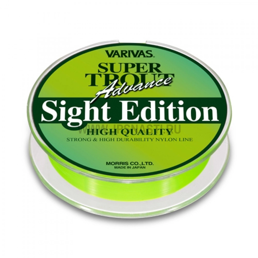 Монофильная леска Varivas Super Trout Advance Sight Edition Hight Quality, #1, 4 Lb, 100 м, зеленый