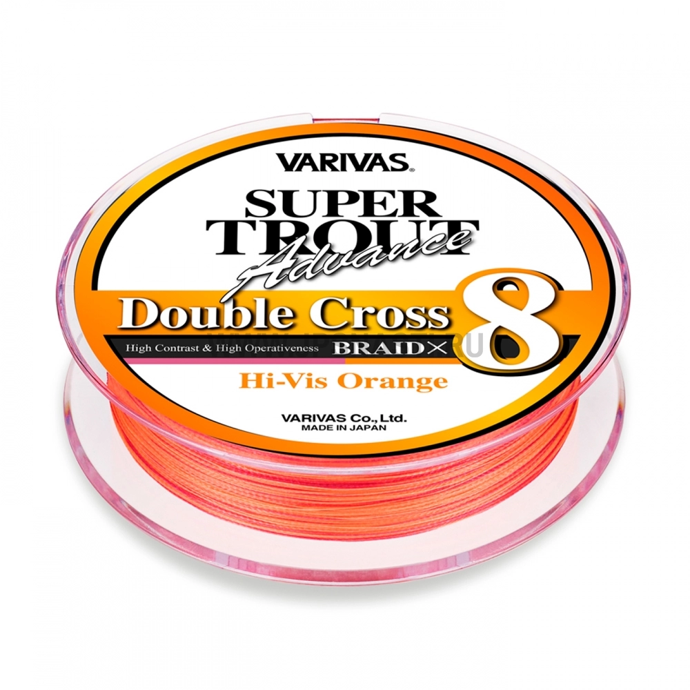 Плетеный шнур Varivas Super Trout Advance Double Cross PE х8, #1, 100 м, оранжевый с маркерами