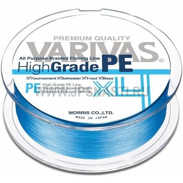 Плетеный шнур Varivas High Grade PE х4, #0.6, 150 м, голубой