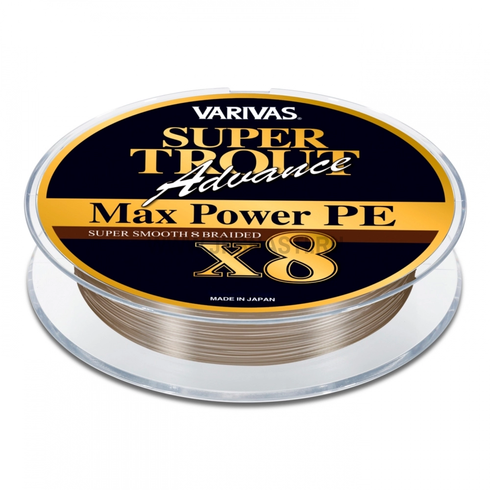 Плетеный шнур Varivas Super Trout Advance Max Power PE х8, #0.6, 150 м, золотисто-серый