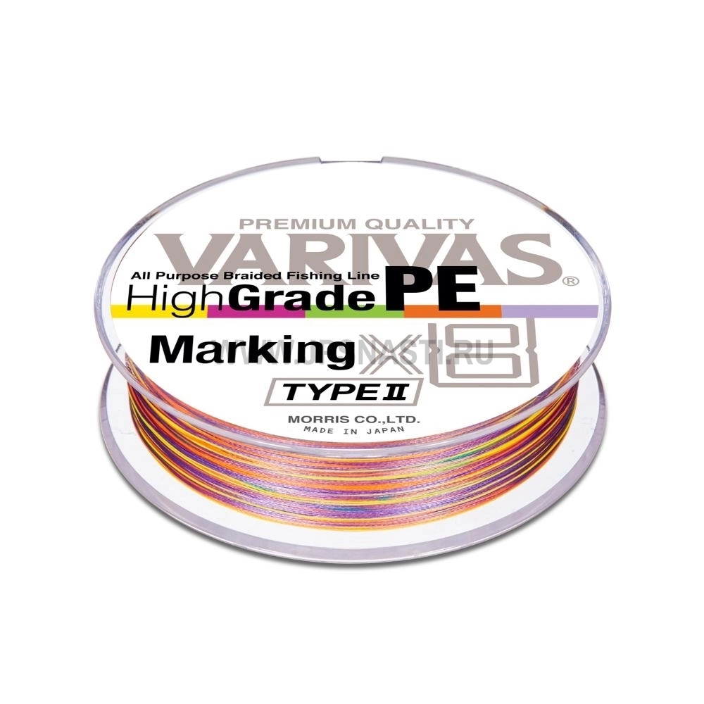 Плетеный шнур Varivas High Grade PE Marking x8 Type II, #0.6, 150 м, многоцветный