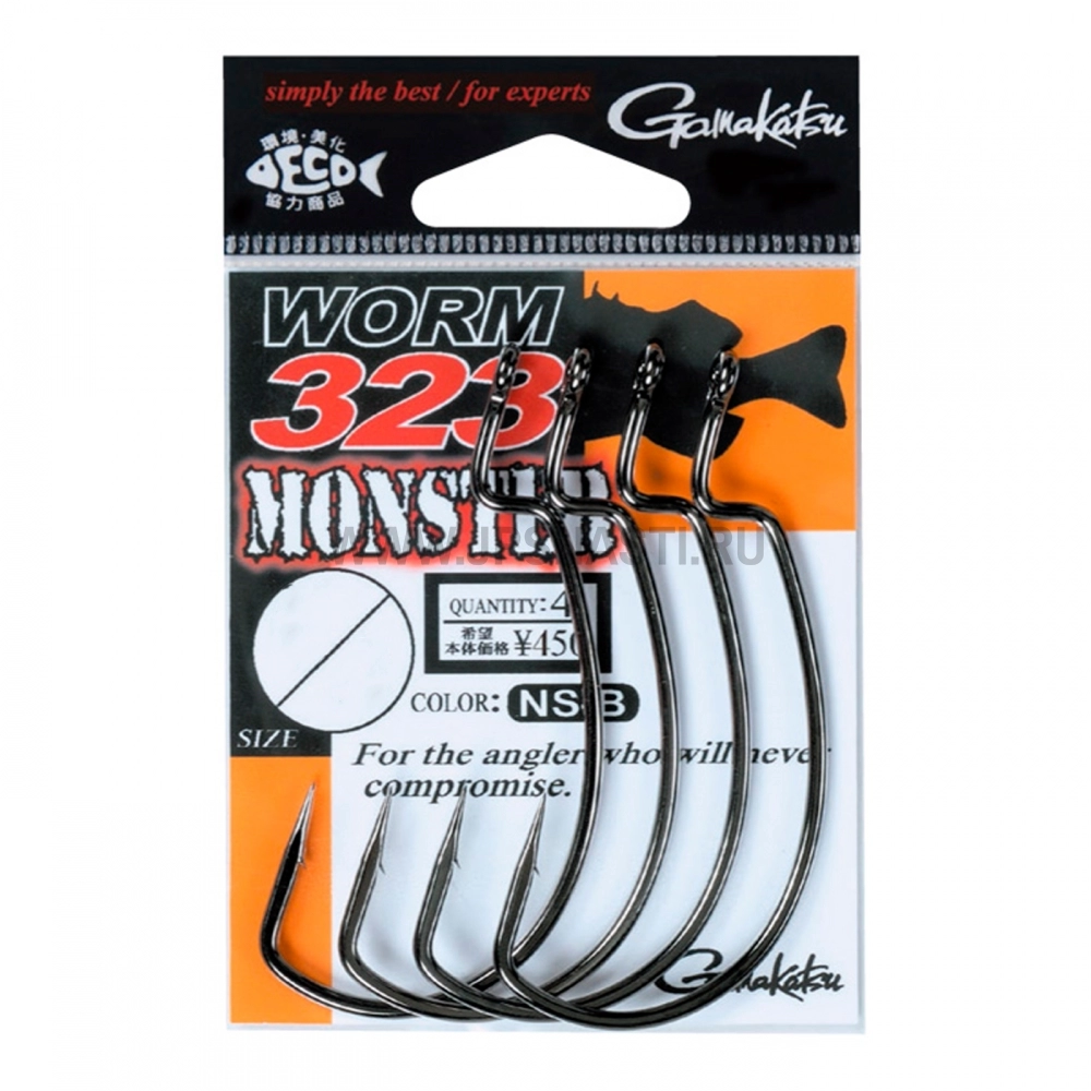 Крючки офсетные Gamakatsu Worm 323 Monster (NSB), #6/0