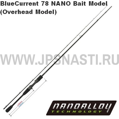Кастинговое удилище Yamaga Blanks BlueCurrent 78 Nano Bait, 233.5 см, 0-15 гр