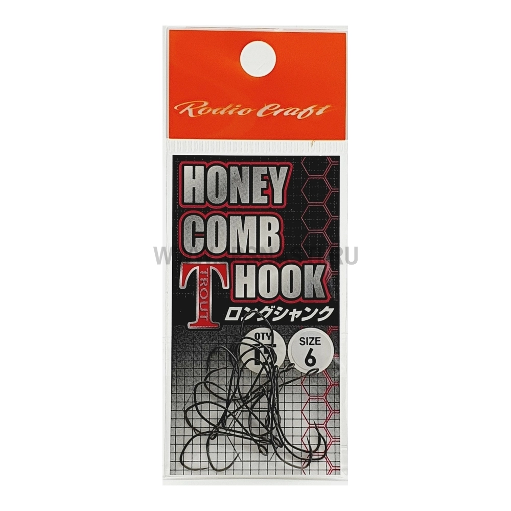 Крючки одинарные Rodio Craft Honey Comb T Hook Long Shank, #6 Fluorine