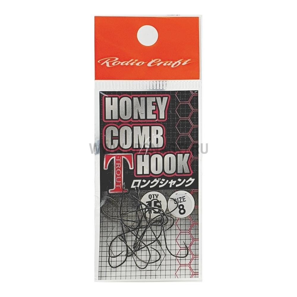 Крючки одинарные Rodio Craft Honey Comb T Hook Long Shank, #10 Fluorine, Service pack 50 pcs